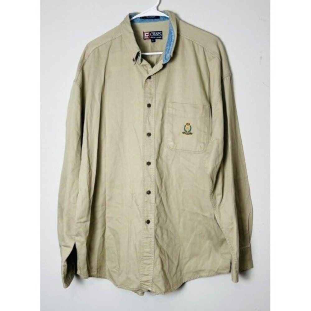 Ralph Lauren Chaps Shirt Mens‎ Tan Size XL Long Sleeve Button Down